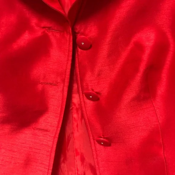 Allyson Cara Red Two-Piece Satin Suit - Picture 3 of 15